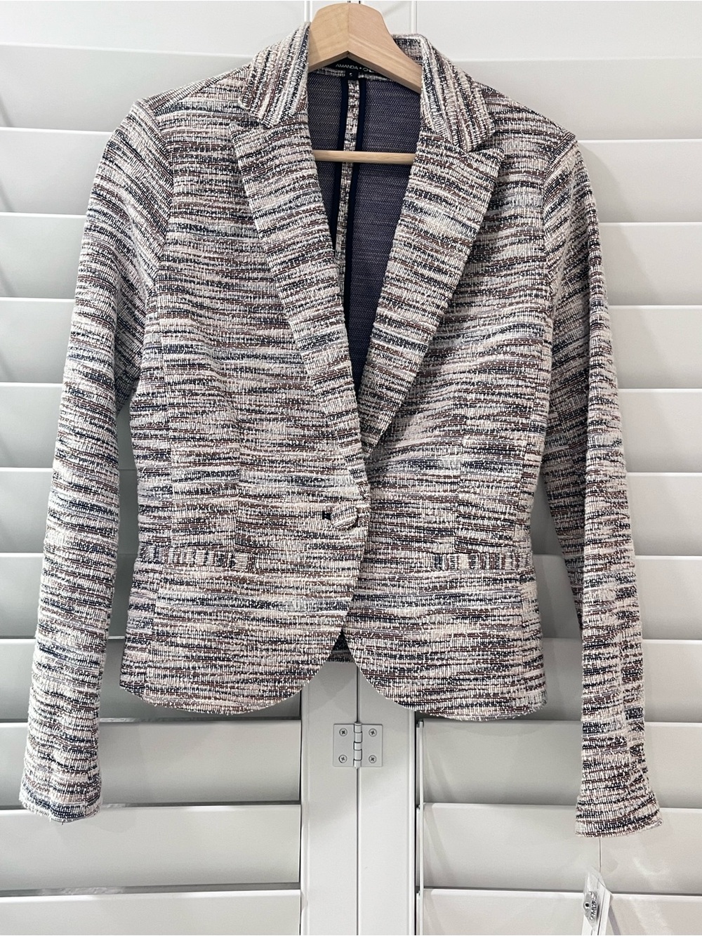 NWT Amanda + Chelsea Tweed One Button Blazer Size S
